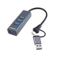 PremiumCord Hub 5G SuperSpeed, USB-C a USB-A na 4x USB-A 3.2 Gen 1