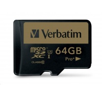 VERBATIM MicroSDXC karta 64GB PRO+ Class 10, UHS 1 (R:90/W:80 MB/s)