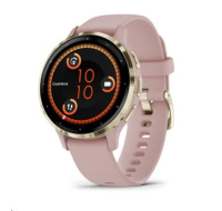Garmin Venu® 3S, Nerezová luneta Soft Gold, pouzdro Dust Rose, silikonový řemínek