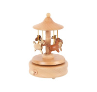 Dřevěná hrací skříňka - kolotoč s koníky