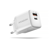 AXAGON ACU-PQ20W, nabíječka do sítě 20W, 2x port (USB-A + USB-C), PD3.0/PPS/QC4+/AFC/Apple, bílá