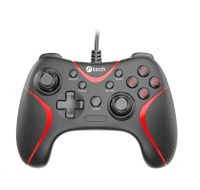 C-TECH gamepad Theon pro PC/PS3, 2 programovatelná makro tlačítka, 2x analog, X-input, vibrační, 1,8m kab