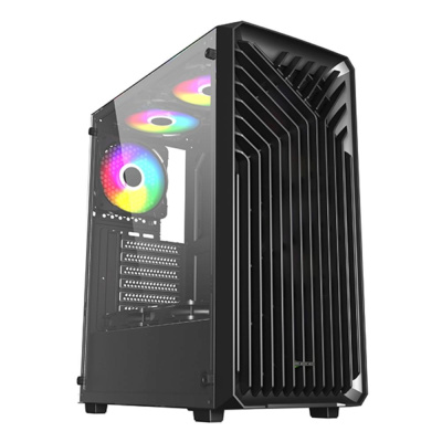 VeinX case OD15A-BK, ATX, Průhledná bočnice, Černá, bez ventilátorů