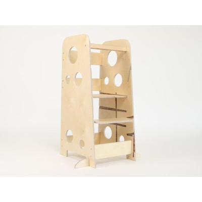 Rostoucí učící věž 3v1 Bublina Max 90 cm se stabilizačními prvky, bezbarvý lak