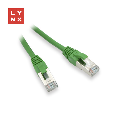 LYNX FTP patch kabel Cat5e PVC, CCA, 0,1m, zelený (balení obsahuje 10ks)