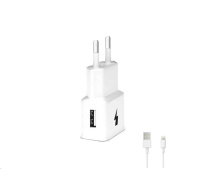 WG - Síťová nabíječka 1x USB-A, Quick Charge 3.0, 5V-9V-12V, kabel USB-A na Lightning, bílá