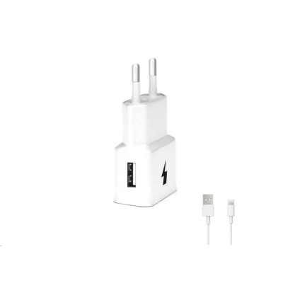 WG - Síťová nabíječka 1x USB-A, Quick Charge 3.0, 5V-9V-12V, kabel USB-A na Lightning, bílá