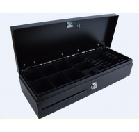 Virtuos pokladní zásuvka FT-460C Flip top, s víkem, 9-24V, černá - s kabelem