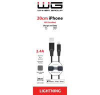 WG - Datový kabel Lightning MFi na USB-A, 20 cm, 2.4A, černá