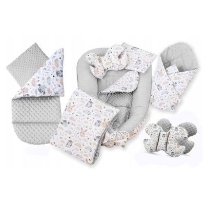 Set do postýlky - 7dílná sada Zajíc a sova