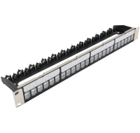 19" modulární stíněný patch panel XtendLan 24port, 4x demontovatelný modul, černý