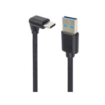 PremiumCord Kabel USB typ C/M zahnutý konektor 90° - USB 3.0 A/M, 50cm