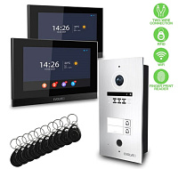 EVOLVEO DoorPhone ID-2, 2drátový videotelefon pro dva byty s RFID, otiskem prstu a podporou ONVIF kamer