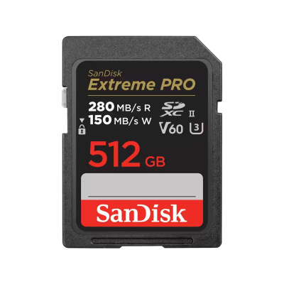 SanDisk SDXC karta 512GB Extreme PRO (R:280/W:150 MB/s, UHS-II, V60)