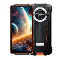 Rugged Smartphone Blackview BV8200 4G G100 12GB 256GB 8800-45W A14, Watch Display, Flashlight, Black w Orange [No Charge