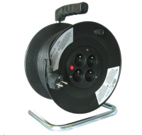 Solight prodlužovací přívod na bubnu, 4 zásuvky, 50m, černý kabel, 3x 1,5mm2