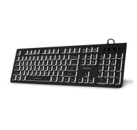 EVOLVEO Klávesnice K1010, Tichá, Drátová USB, Podsvícení, CZ+SK, Černá