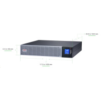APC Easy UPS On-Line, 3000VA/2700W Li-ion, Rack/Tower 2U, 230V, 6 IEC C13+1 IEC C19 outlets, I.Card Slot,W/ rail kit
