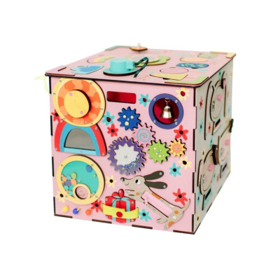 Activity board kostka XXL s LED - růžová