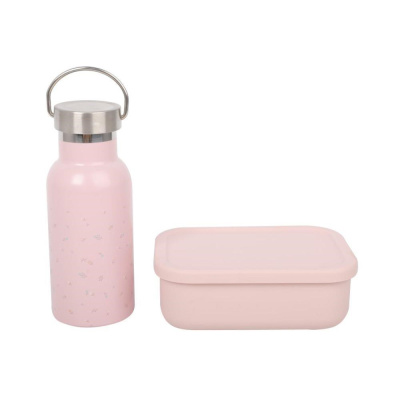 Svačinový set pro děti (láhev+box) - růžový