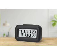 WG - Budík s vnitřním teploměrem WG DigiTherm Alarm, černá