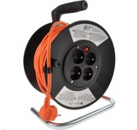 Solight prodlužovací přívod na bubnu, 4 zásuvky, 25m, oranžový kabel, 3x 1,5mm2