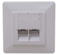 Zásuvka STP 2x RJ45 Cat6, duální svorkovnice, pod omítku