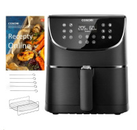 Cosori CP158-AF PREMIUM –  5.5L  horkovzdušná fritéza + 5x špíz a gril. rošt, black