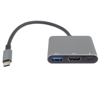 PremiumCord Adaptér USB-C na HDMI + USB3.0 + PD, rozlišení 4K a FULL HD 1080p