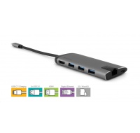 VERBATIM Dokovací stanice USB-C 7v1, 1xHDMI, 1xUSB-C, 3xUSB, 1xRJ45, čtečka SD karet, šedá
