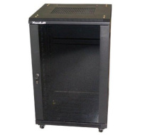 XtendLan 19" stojanový rozvaděč 27U 600x800, nosnost 800kg, skleněné dveře, plná záda, kolečka, rozložený, černý