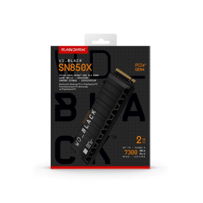 WD BLACK SSD NVMe 2TB PCIe SN850X Powered by SanDisk, Gen4, (R:7300, W:6600MB/s), Chladič