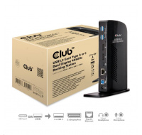 Club3D Dokovací stanice USB-A nebo USB-C, 10v1 2xDP, 6xUSB, 1xRJ45, 1x3.5mm, černá