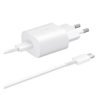 Samsung síťová nabíječka EP-TA800EWE + kabel EP-DA705BWE USB-C, 25W, bílá, (bulk)