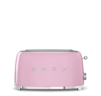 Smeg TSF02PKEU, toustovač / topinkovač, 4 toasty, 6 úrovní opékání, zásuvka na drobky, styl. 50. let, růžový