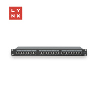 LYNX 19" patch panel 24-port, STP Cat6, 50µ, stíněný, černý