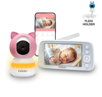 EVOLVEO Baby Monitor N5, Set videochůvičky s 360° dohledem, obousměrnou komunikací a ukolébavkami, růžová
