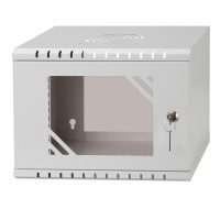 LEXI-Net 10" nástěnný rozvaděč Basic 4U 292x300, skleněné dveře, bez zad, svařovaný, šedý