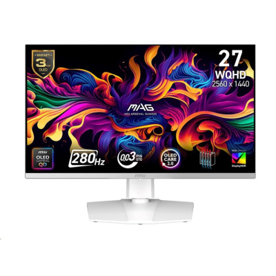 MSI LCD MAG 272QPW QD-OLED X28,26.5" 2560x1440 QD-OLED,280Hz,178/178,250nits,VESA,HDMI,DP,USB-C,Audio,White