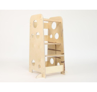 Rostoucí učící věž 3v1 Bublina Max 90 cm se stabilizačními prvky, přírodní (natur)