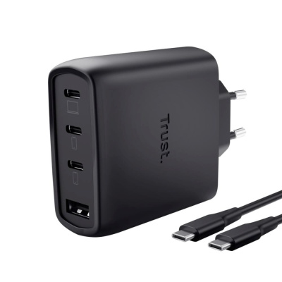 TRUST GaN Nabíječka MAXO 65W, 3xUSB-C,1xUSB-A, černá
