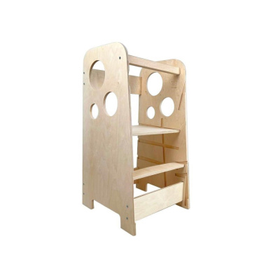 Rostoucí učící věž 3v1 Bublina Max 75 cm, přírodní (natur)