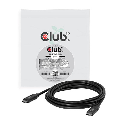Club3D Kabel USB-C, 240W, 2m, černá, Data Blocker pro bezpečné nabíjení