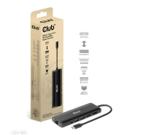 Club 3D Dokovací stanice USB-C 8v1, 1xDP, 1xHDMI, 1xUSB-C PD100W, 2xUSB, čtečka SD karet, šedá