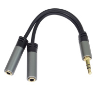 PremiumCord rozdvojka HQ 3,5mm Jack Male - 2x Jack Female 15cm