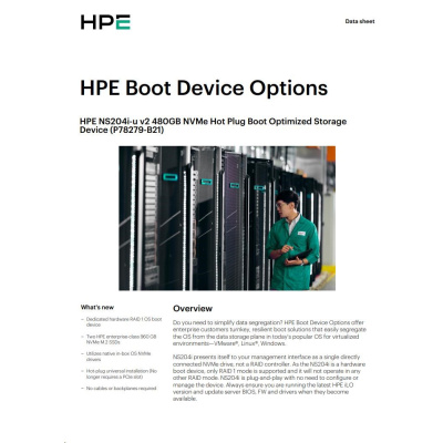 HPE NS204i-u v2 480GB NVMe Hot Plug Boot Optimized Storage Device