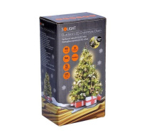 Solight LED venkovní vánoční řetěz, 50LED, 5m, 3m přívod, 8 funkcí, IP44, 3x AA, teplá bílá