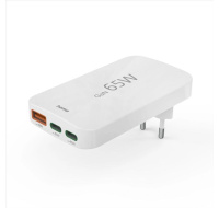 Hama rýchla USB nabíjačka GaN 2x USB-C + USB-A, PD/QC 65 W, plochá, skladacia