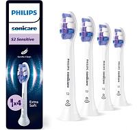 Philips HX6054/87 Sonicare Sensitive S2 4 ks, náhradní hlavice, standardní hlavice, nasazovací, bílá