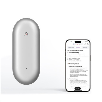 PLAUD Note Pin Silver - AI hlasový záznamník (2025)